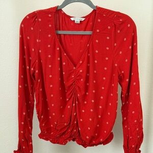 American Eagle Outfitters Red Flower Petal Blouse